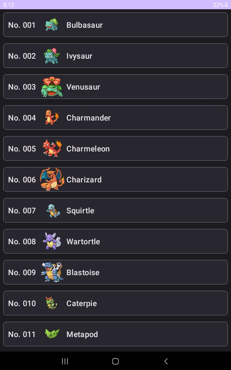 Image of a screen from Gen One Dex Project