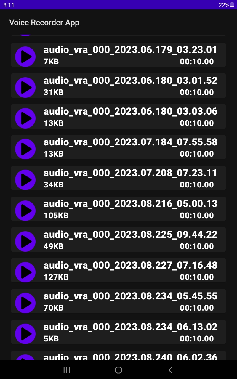 Image of a screen from Voice Recorder Project
